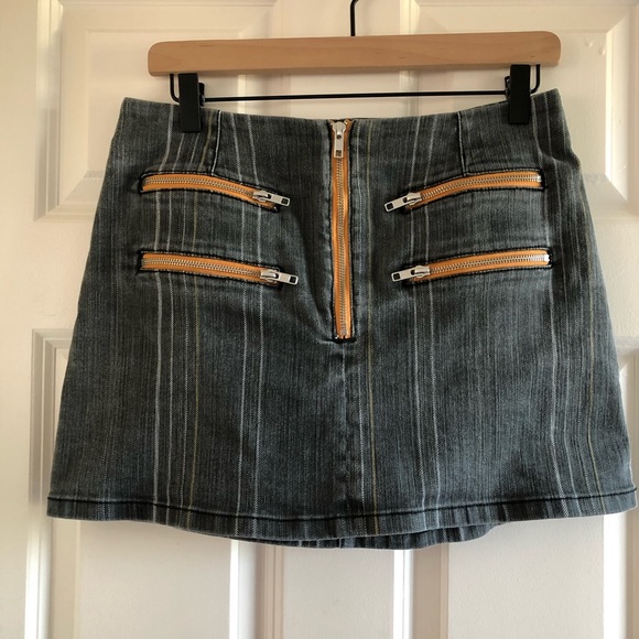 Urban Outfitters 90s skirt zippered light wash denim grey M - Picture 4 of 8